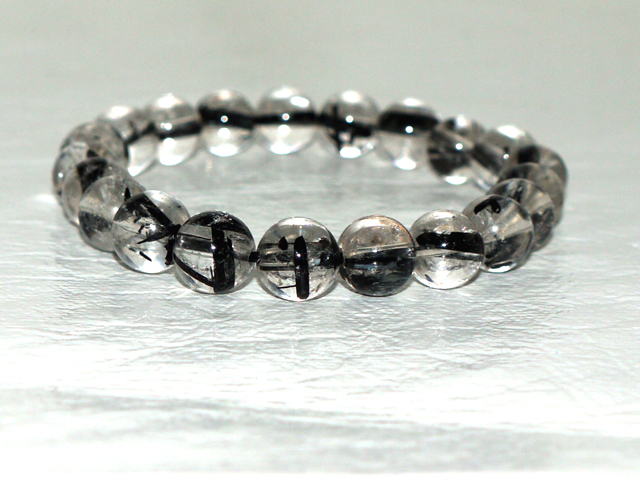 ブラックルチルブレスレット　9ミリ粒  約20ｃｍ