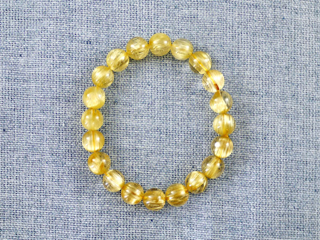 ゴールドルチルクオーツ　ブレスレット　9ミリ　【br-0190-goldrutile】