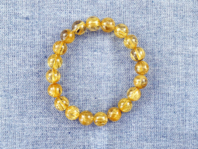ゴールドルチルクオーツ　ブレスレット　9ミリ　【br-0191-goldrutile】