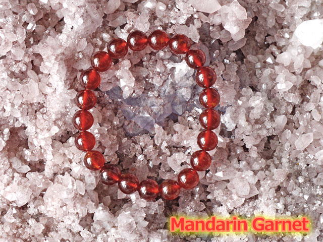 マンダリンガーネット ブレスレット 9ミリ　【br-0226-garnet9mm】