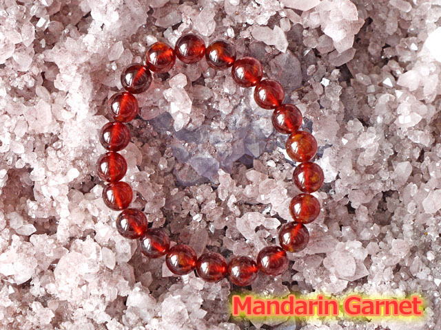 マンダリンガーネット ブレスレット 9ミリ　【br-0227-garnet9mm】