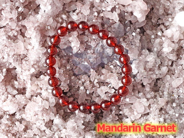 マンダリンガーネット ブレスレット ８ミリ　【br-0228-garnet8mm】