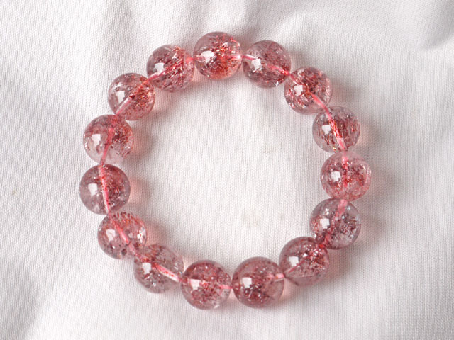 ストロベリークオーツ ブレスレット 14ミリ　【br-0280-strawberry14mm】