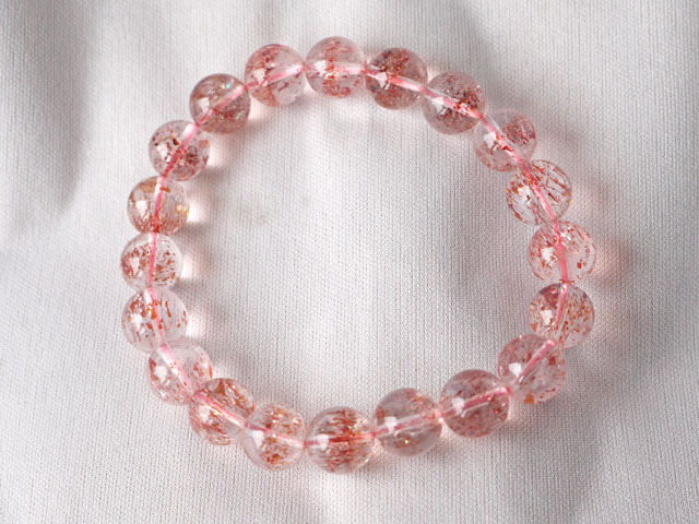 ストロベリークオーツ ブレスレット 9ミリ　【br-0283-strawberry9mm】