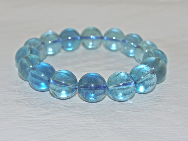 ブルートパーズブレスレット　13ミリ粒　約20ｃｍ
