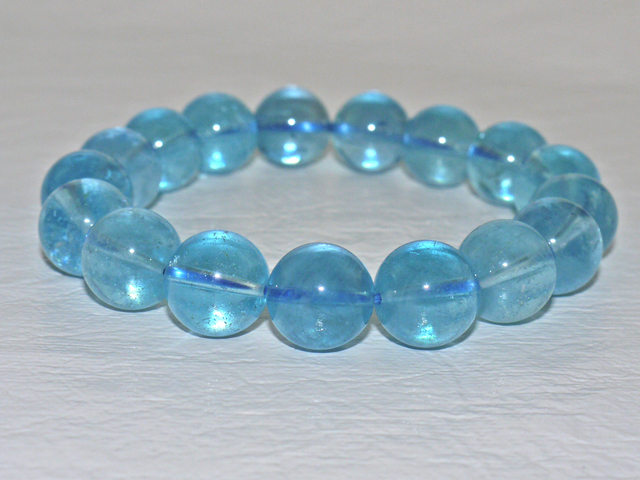 ブルートパーズブレスレット　12ミリ粒　約21ｃｍ