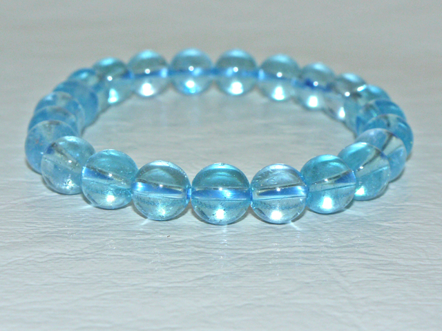 ブルートパーズブレスレット　9ミリ粒　約20.5ｃｍ