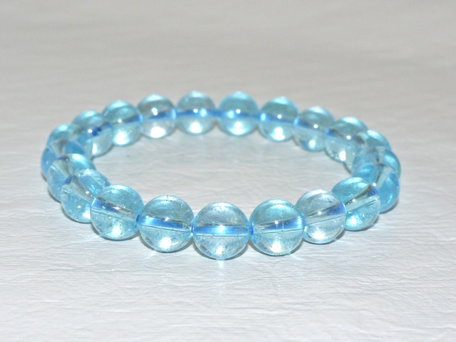 ブルートパーズブレスレット　9ミリ粒　約18.5ｃｍ
