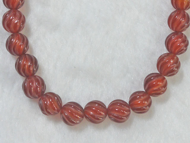 カーネリアン　ねじり彫刻　8ミリ　【bz-carnel-nejiri-8】【定型外可】