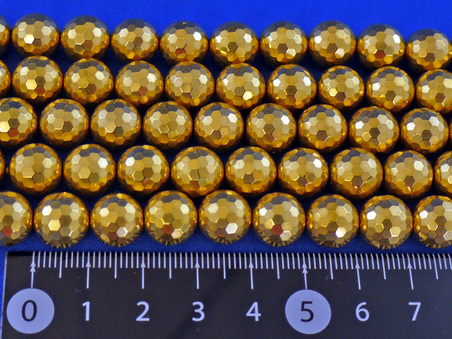 水晶に14金メッキ加工108面カット　10ミリ