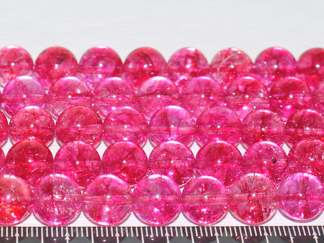 染めクラック水晶　ピンクカラー　10ミリ