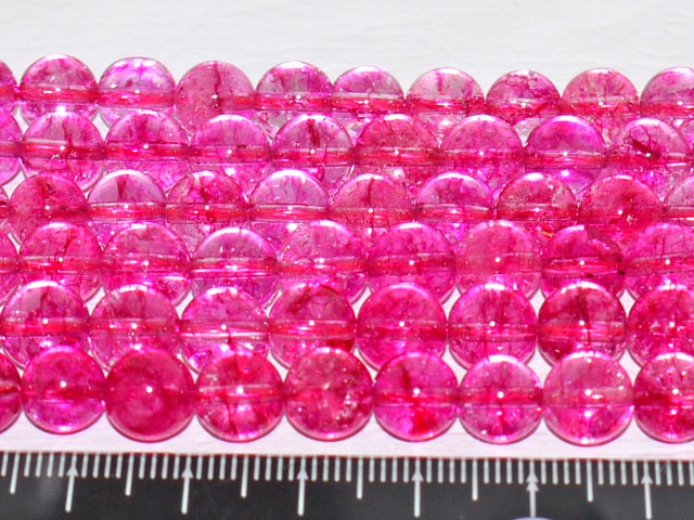 染めクラック水晶　ピンクカラー　8ミリ
