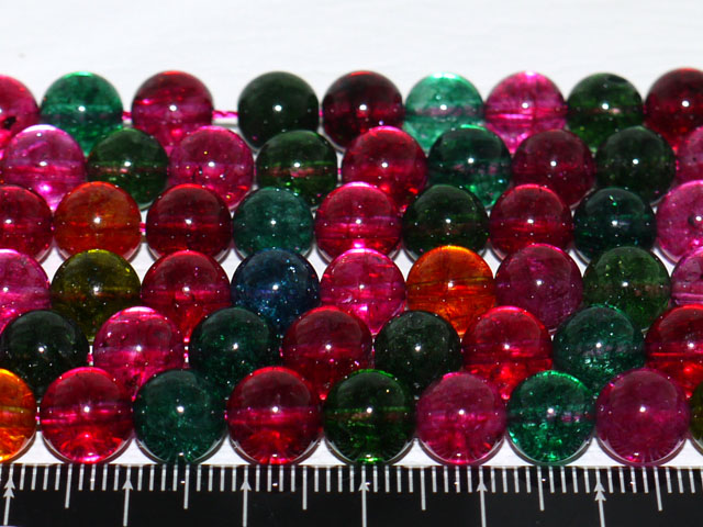 染めクラック水晶　トルマリンカラー　8ミリ