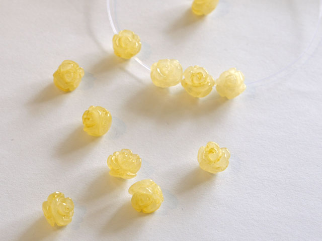 花の彫刻ビーズ　アラゴナイト　10ミリ　【bz-carving-flower-aragonite10】【定型外可】