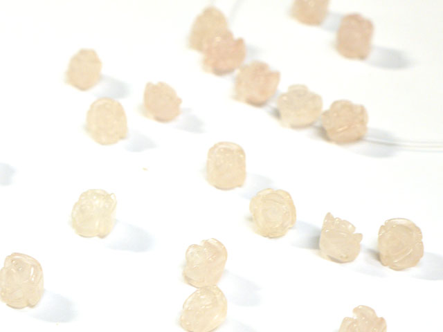 花の彫刻ビーズ　ローズクオーツ　8ミリ　【bz-carving-flower-rose8】【定型外可】