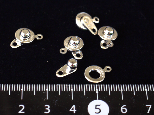 ホック　9ミリ×5個セット　シルバー
