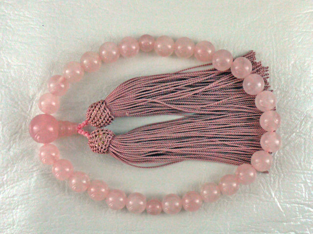 片手念珠 ローズクオーツ 10ミリ玉　