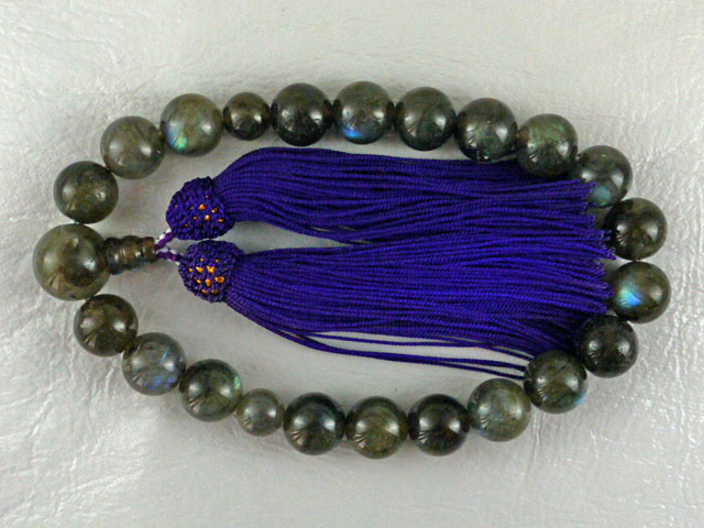 片手念珠 ラブラドライト 13ミリ玉　