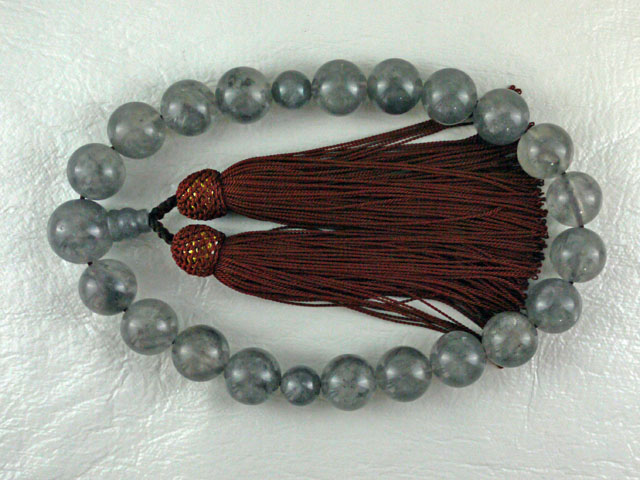 片手念珠　グレーアゲート（瑪瑙） 14ミリ玉