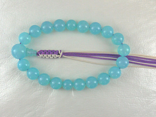 片手念珠　シーブルーカルセドニー 16ミリ玉