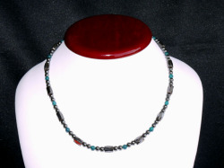 磁気入りヘマタイト＆クリソ瑪瑙ネックレス　42センチ