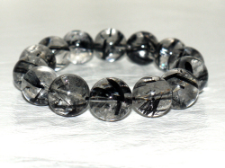 ブラックルチルブレスレット　15ミリ粒  約20ｃｍ