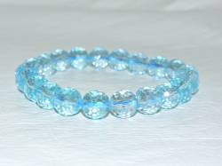 ブルートパーズブレスレット　108面カット8ミリ粒　約19ｃｍ