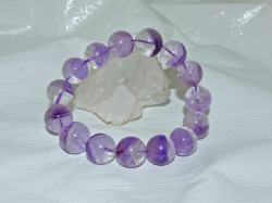 ファントムアメジスト 15ミリ玉ブレスレット 内径18ｃｍ