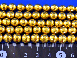 水晶に14金メッキ加工108面カット　6ミリ