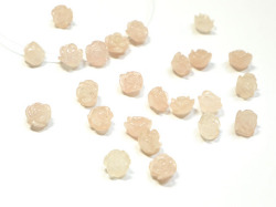 花の彫刻ビーズ　ローズクオーツ　10ミリ　【bz-carving-flower-rose10】【定型外可】