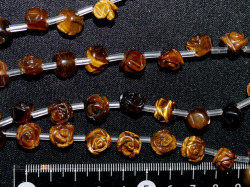 タイガーアイ　薔薇彫刻ビース　約幅10ミリ×8ミリ　【定型外可】