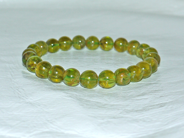 ペリドットブレスレット　7ミリ粒　約18ｃｍ