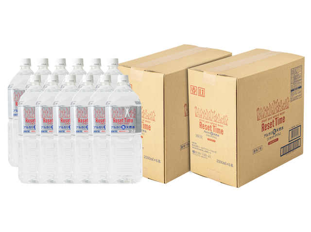【飲料水】アルカリ生天然水 リセットタイム 1セット計12本（2リットル×6本×2ケース）*硝酸態窒素ゼロの天然水