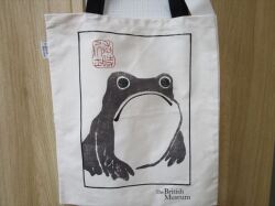 大英博物館限定　松本鳳司（ほうじ） カエル　トートバッグ（英国製）（両面同一柄）ロンドン（British Museum）LO98