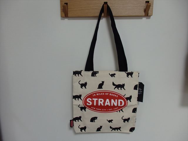 NY.購入　猫　トートバッグ　エコバッグ ストランドブックストア　ショッピング ストランドブックストア（Made in USA）ネコトートバッグ（黒