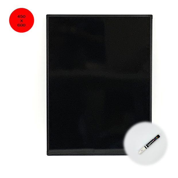 BB-S ブラックボード450X600mm　アルミフレーム 無地 光沢板面/ポスカブラックボードマーカー付
