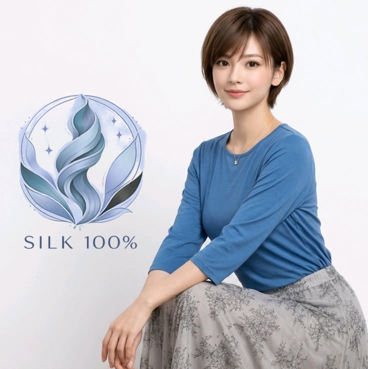 【薄い、暖かい、今欲しい】シルク100％長袖Ｔシャツ38％OFF【シンプルな着まわししやすい無地カラー】シルクだから着膨れせず暖か素材