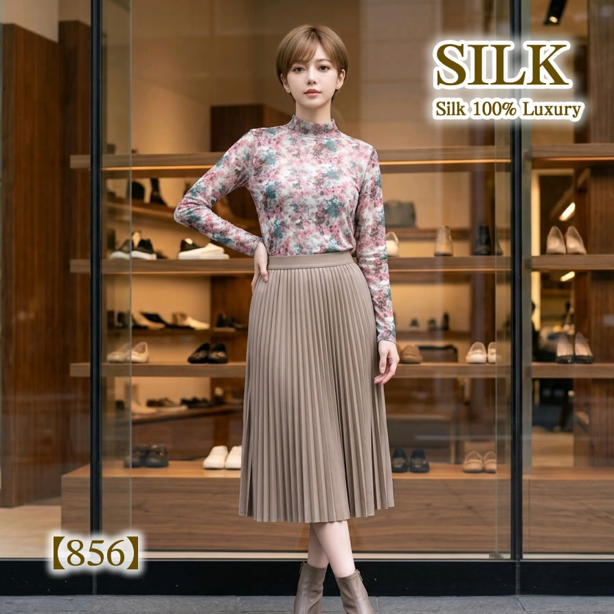 【爆得SALE】48%OFF リバーシブルシルク100％チュール丸首カットソー【856】【879】【889】【886】