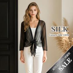 45%OFF【軽くさらりと羽織れる】シルク100%メッシュドレープボレ...