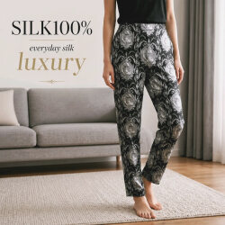 【LLサイズ】シルク100%ジョッパーズ【Black Art】120ｇ ストレートラインのシルエット【数量限定33%OFF】