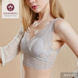 【いきなり43%OFF】肌側シルク100%レースハーフトップブラ【3カラー3サイズ】