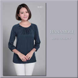 シルクコットン【厚地】7分袖ラグランカットソー【ネイビー】1枚でＯＫ