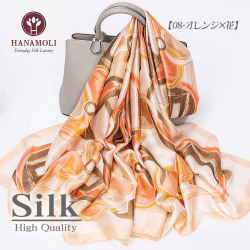 美しい光沢が贅沢なシルクサテンロングスカーフ【シルク100%】 エレガントデザインで普段使いからフォーマルにも