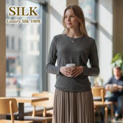 【爆得SALE】48%OFF リバーシブルシルク100％チュール丸首カットソー【811】【875】【879】【881】【882】