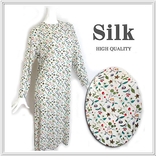 サプライズ価格【40％OFF】シルク100%長袖ワンピースネグリジェ【人気