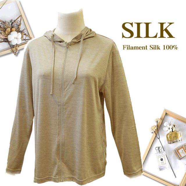 ラフにお洒落に】杢カラーシルク100％【フルジップアップ シルク  