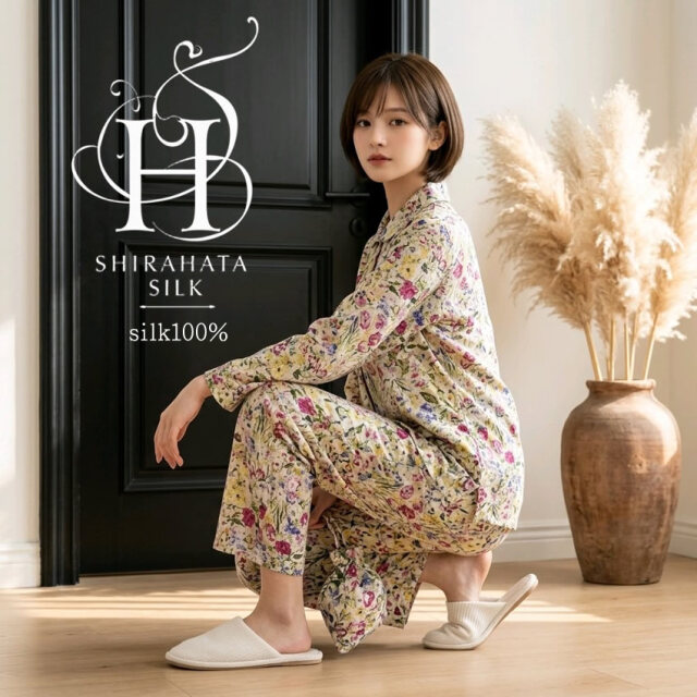 婦人ニットシルク襟付き前開きパジャマ【これはお得32％OFF】人気の