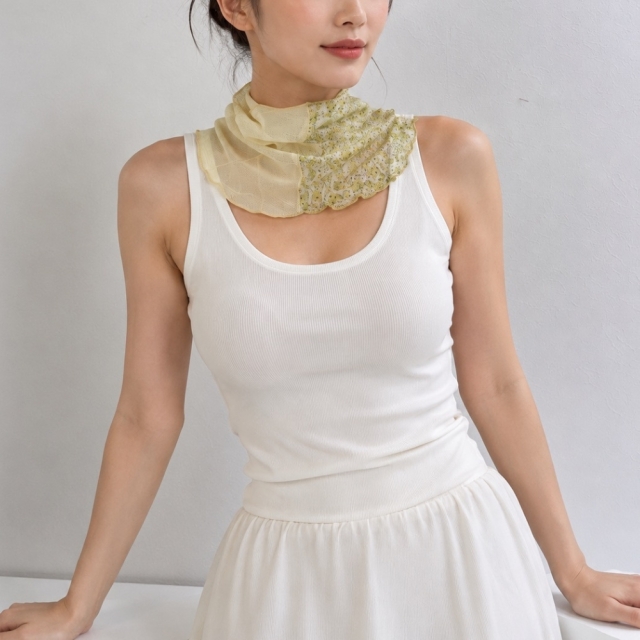 シルク100％ダブルフロントデザインネックカバー【4color】無地と柄の