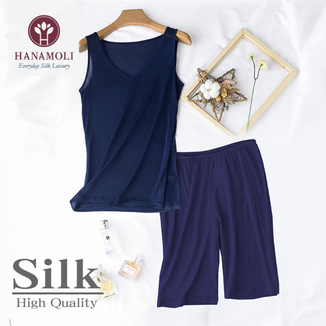 HANAMOLI価格据え置き】【新色ブラック入荷】シルクVネックタンク