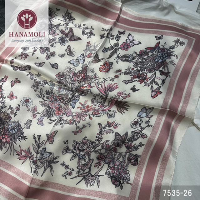 50%OFF サテンの光沢が美しいシルク100%プチスカーフ【53cm角】【23